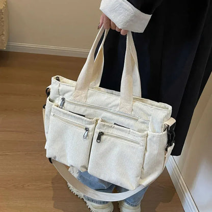 Élina | Corduroy Multi-Pocket Tote