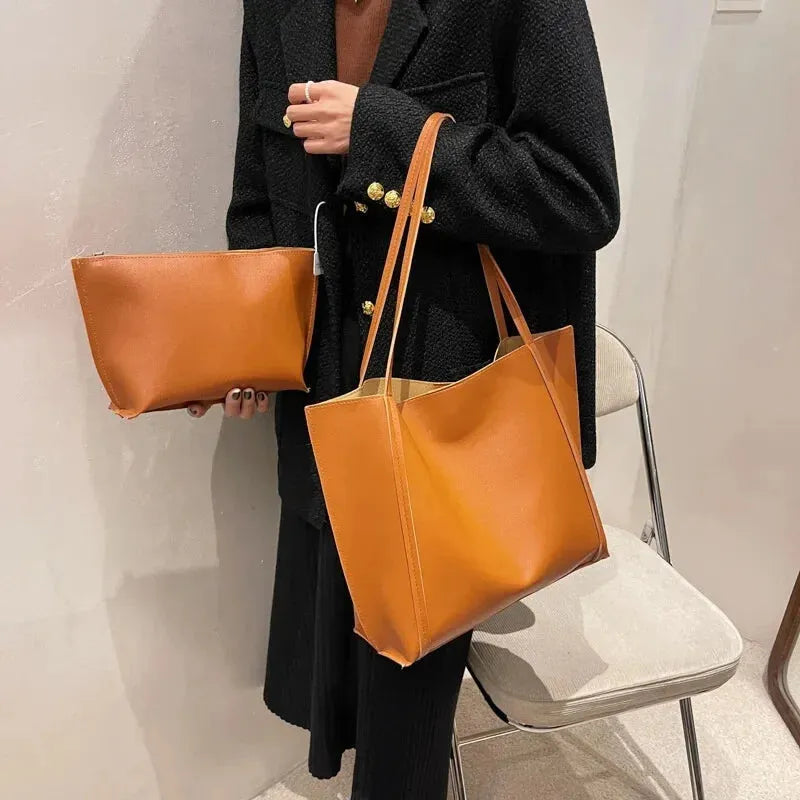 Amandine | Large Soft Tote with Matching Pouch