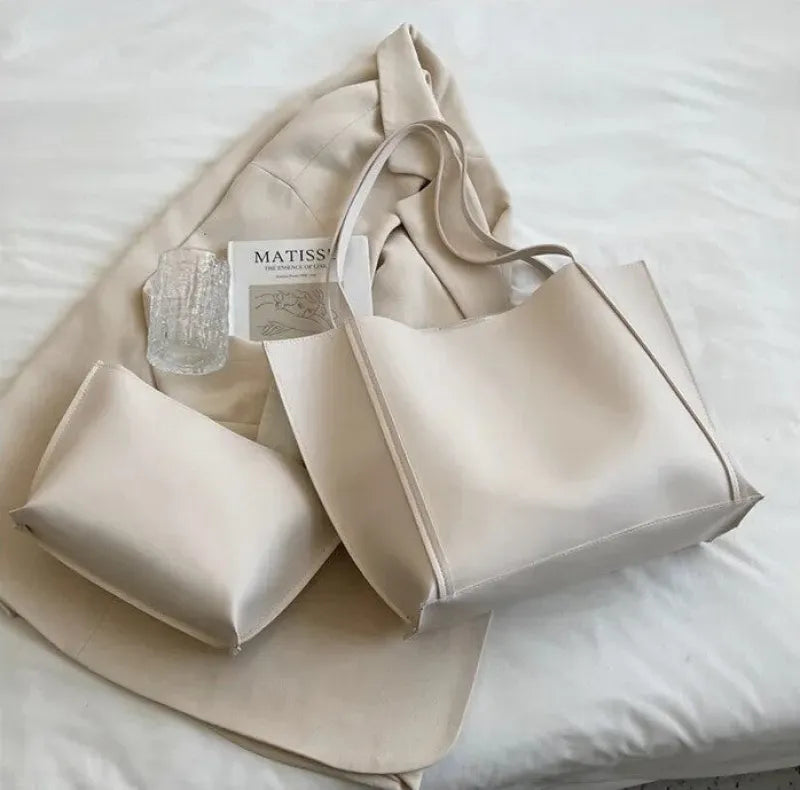 Amandine | Large Soft Tote with Matching Pouch