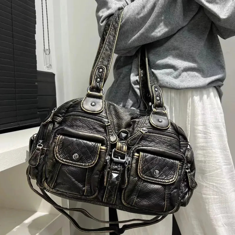 Romy | Retro Multi-Pocket Shoulder Bag