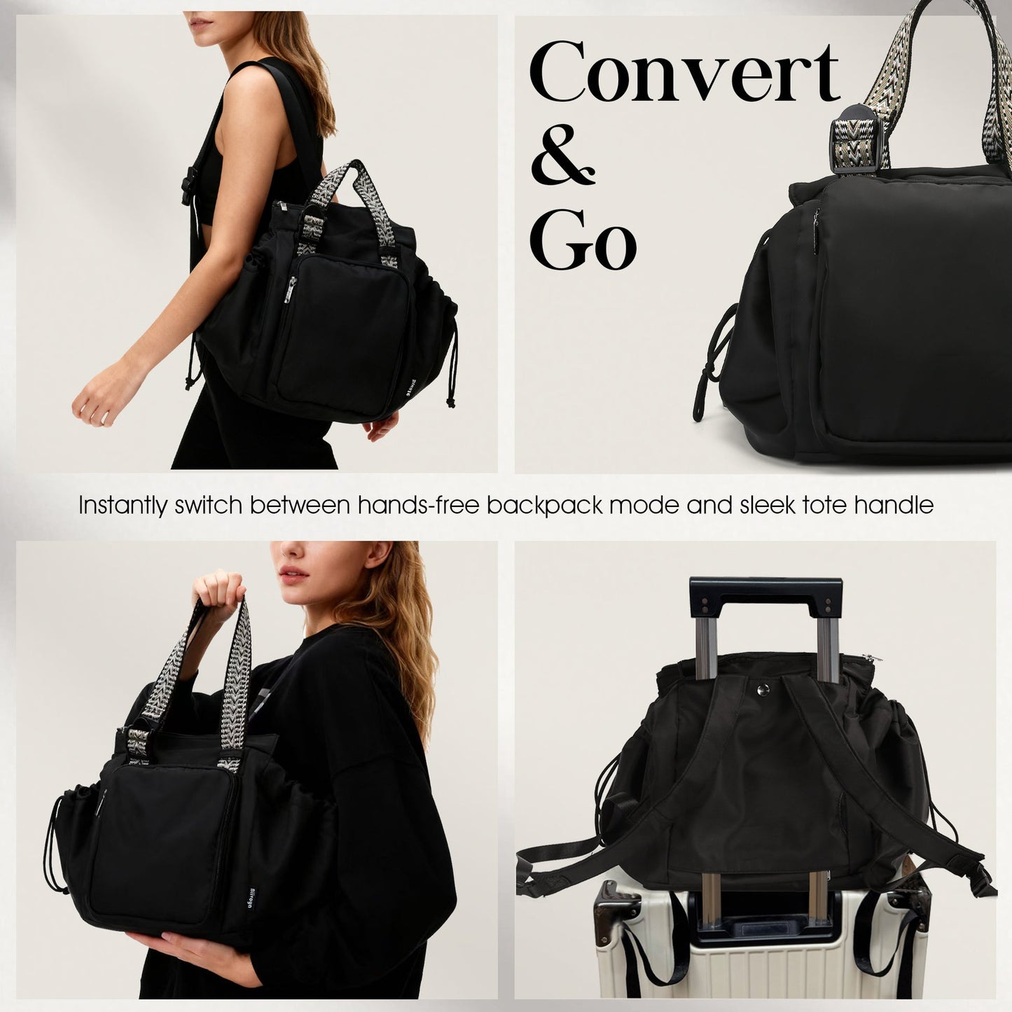 Versatile Tote convertible backpack and tote styles