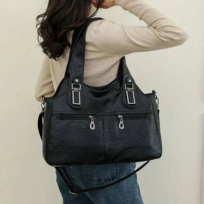Agnès | Large Retro Multi-Pocket Shoulder Bag