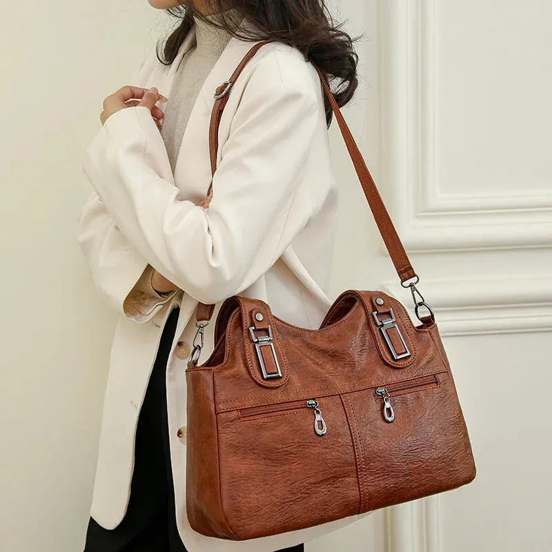 Agnès | Large Retro Multi-Pocket Shoulder Bag