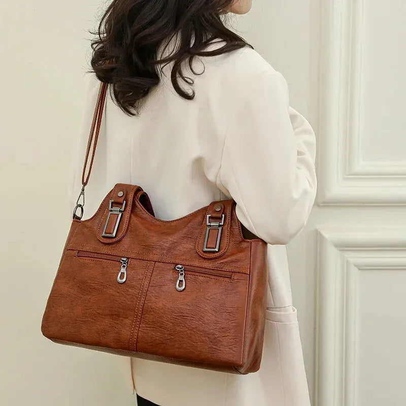 Agnès | Large Retro Multi-Pocket Shoulder Bag