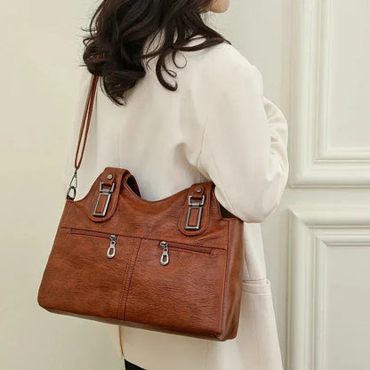 Agnès | Large Retro Multi-Pocket Shoulder Bag
