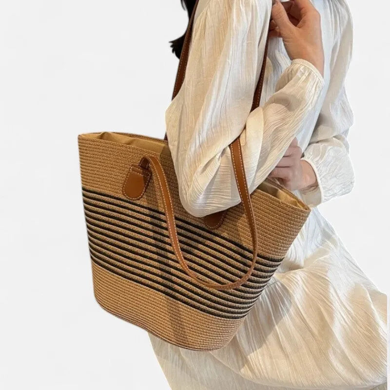Aïna | Large Striped Straw Tote