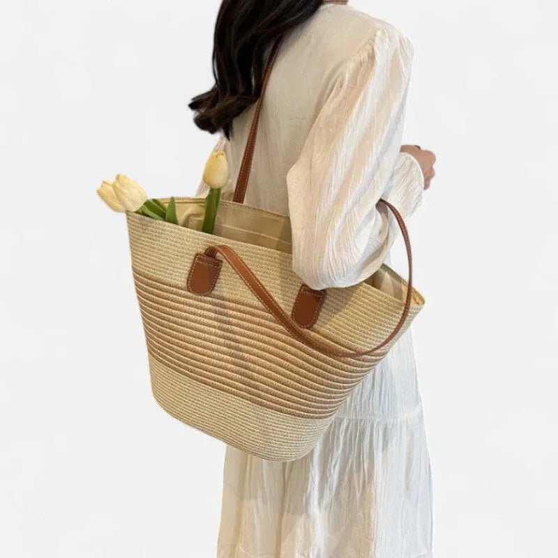 Aïna | Large Striped Straw Tote