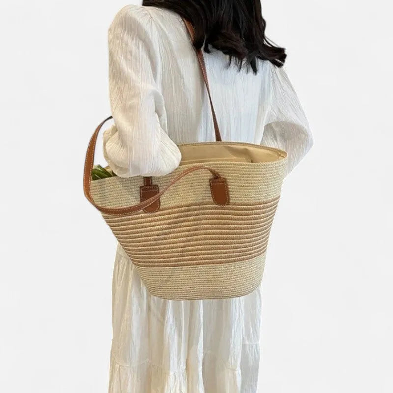 Aïna | Large Striped Straw Tote