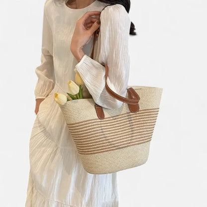Aïna | Large Striped Straw Tote