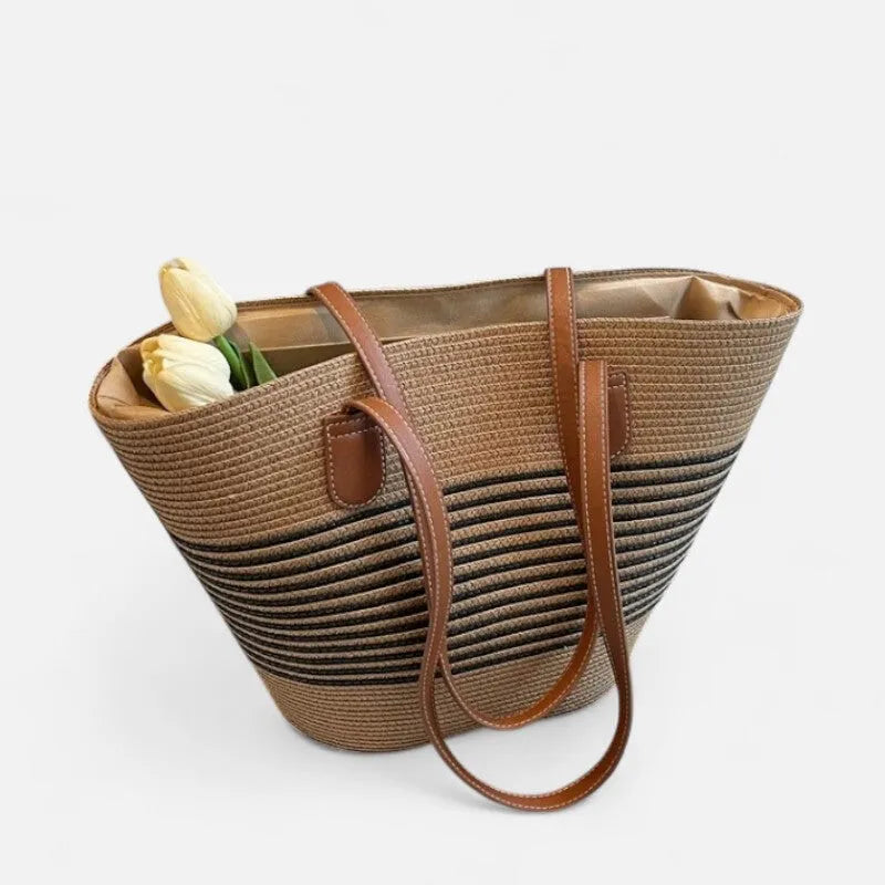 Aïna | Large Striped Straw Tote