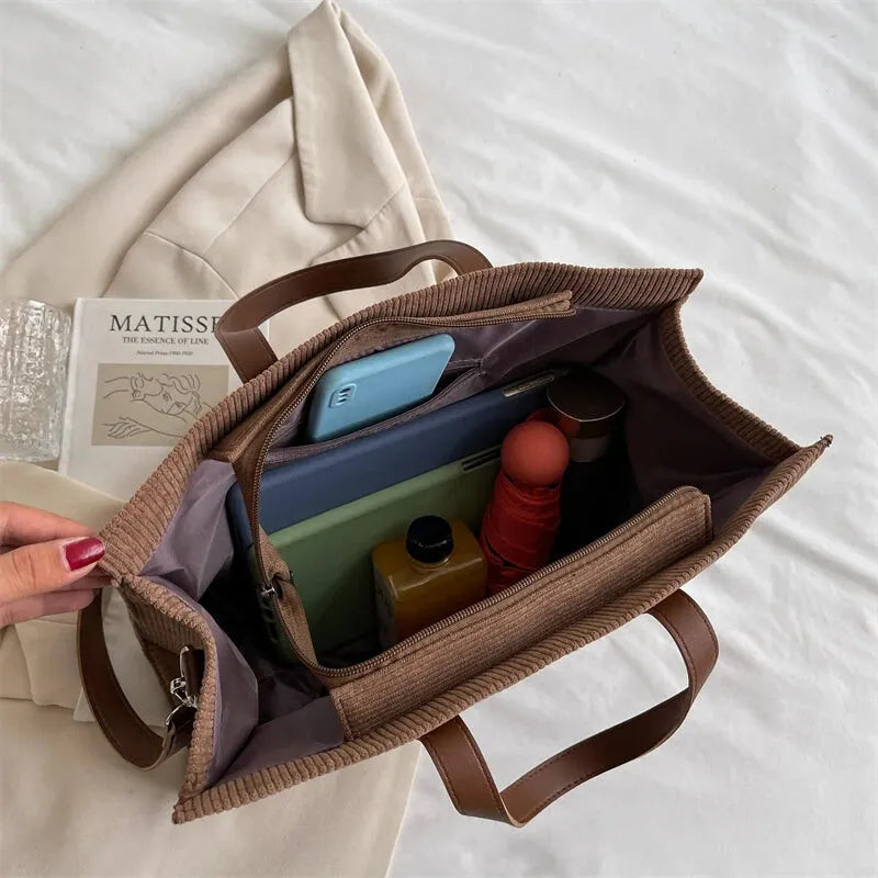 Amandine | Corduroy Shoulder Tote