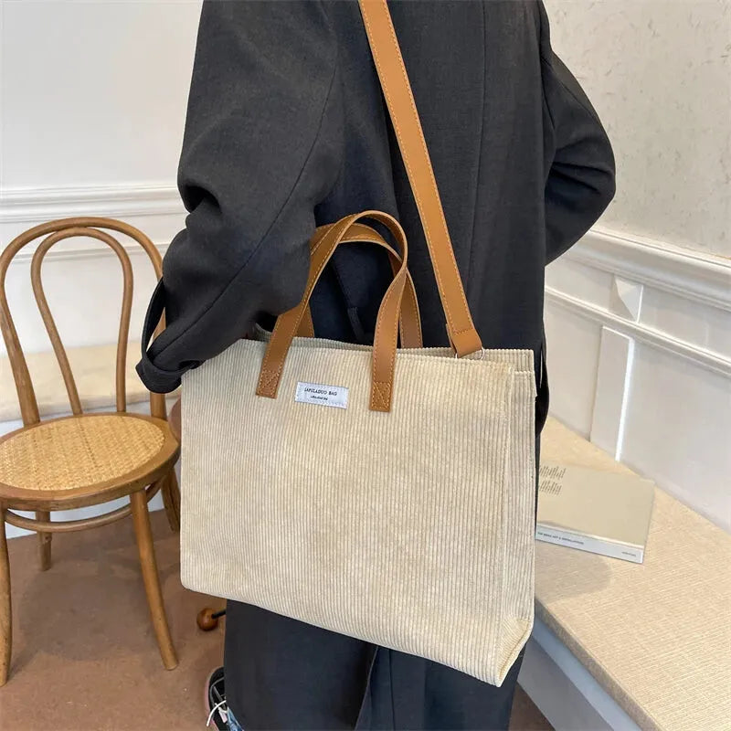 Amandine | Corduroy Shoulder Tote