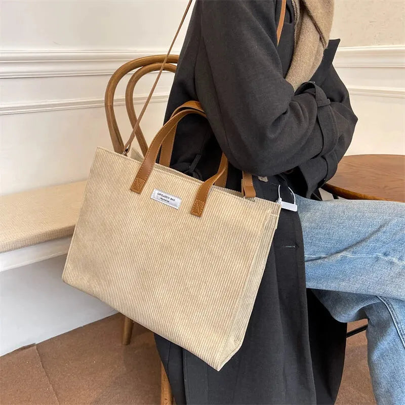 Amandine | Corduroy Shoulder Tote
