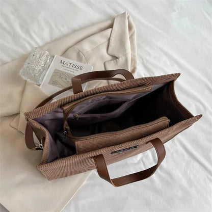 Amandine | Corduroy Shoulder Tote