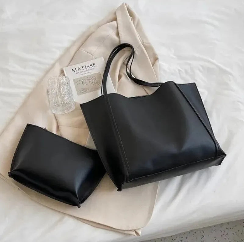 Amandine | Large Soft Tote with Matching Pouch