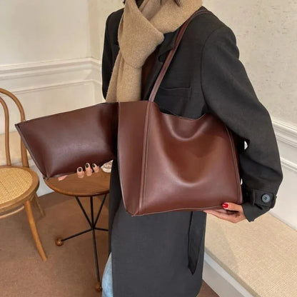 Amandine | Large Soft Tote with Matching Pouch