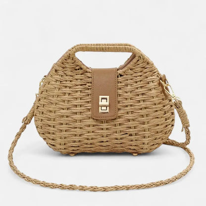 Anaïs | Straw Shoulder Bag with Gold Clasp