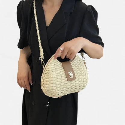 Anaïs | Straw Shoulder Bag with Gold Clasp