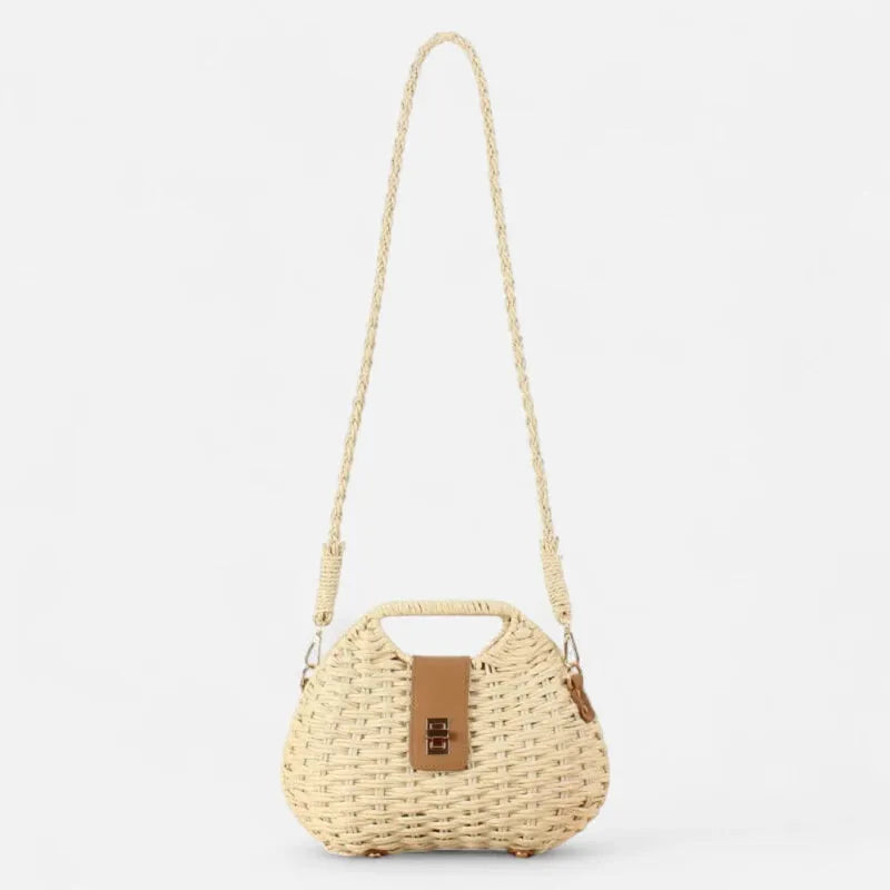 Anaïs | Straw Shoulder Bag with Gold Clasp