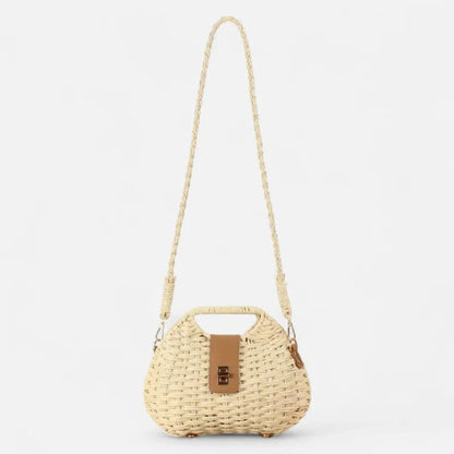 Anaïs | Straw Shoulder Bag with Gold Clasp
