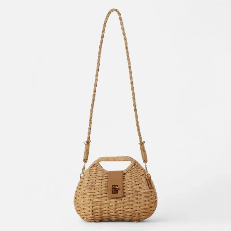 Anaïs | Straw Shoulder Bag with Gold Clasp