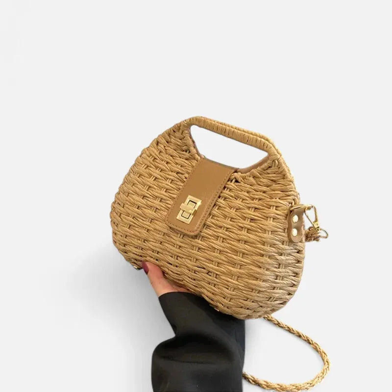 Anaïs | Straw Shoulder Bag with Gold Clasp