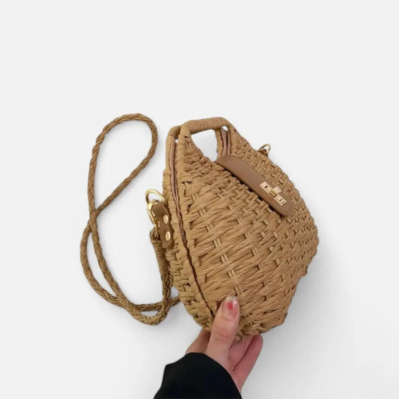 Anaïs | Straw Shoulder Bag with Gold Clasp