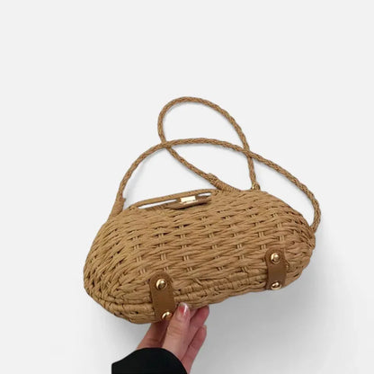 Anaïs | Straw Shoulder Bag with Gold Clasp
