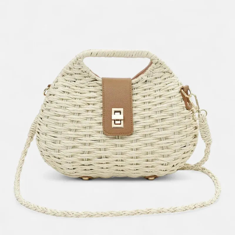 Anaïs | Straw Shoulder Bag with Gold Clasp