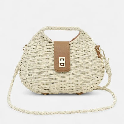 Anaïs | Straw Shoulder Bag with Gold Clasp