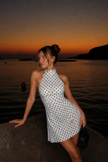 Palmora Society - Bifina II | Vestido Mini Halter de Lunares - foto 5