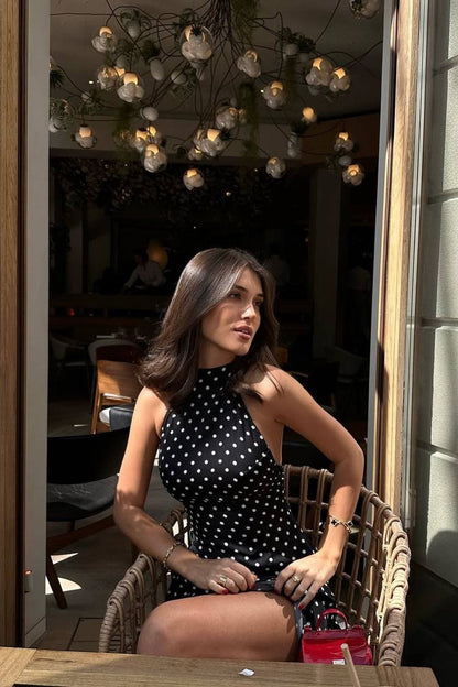 Palmora Society - Bifina | Vestido Mini Halter de Lunares - foto 14