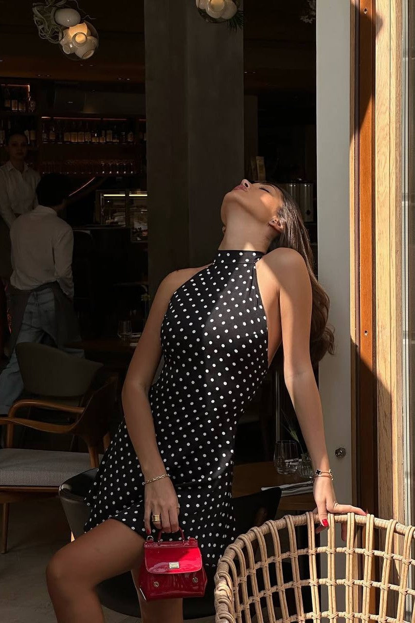 Palmora Society - Bifina | Vestido Mini Halter de Lunares - foto 15