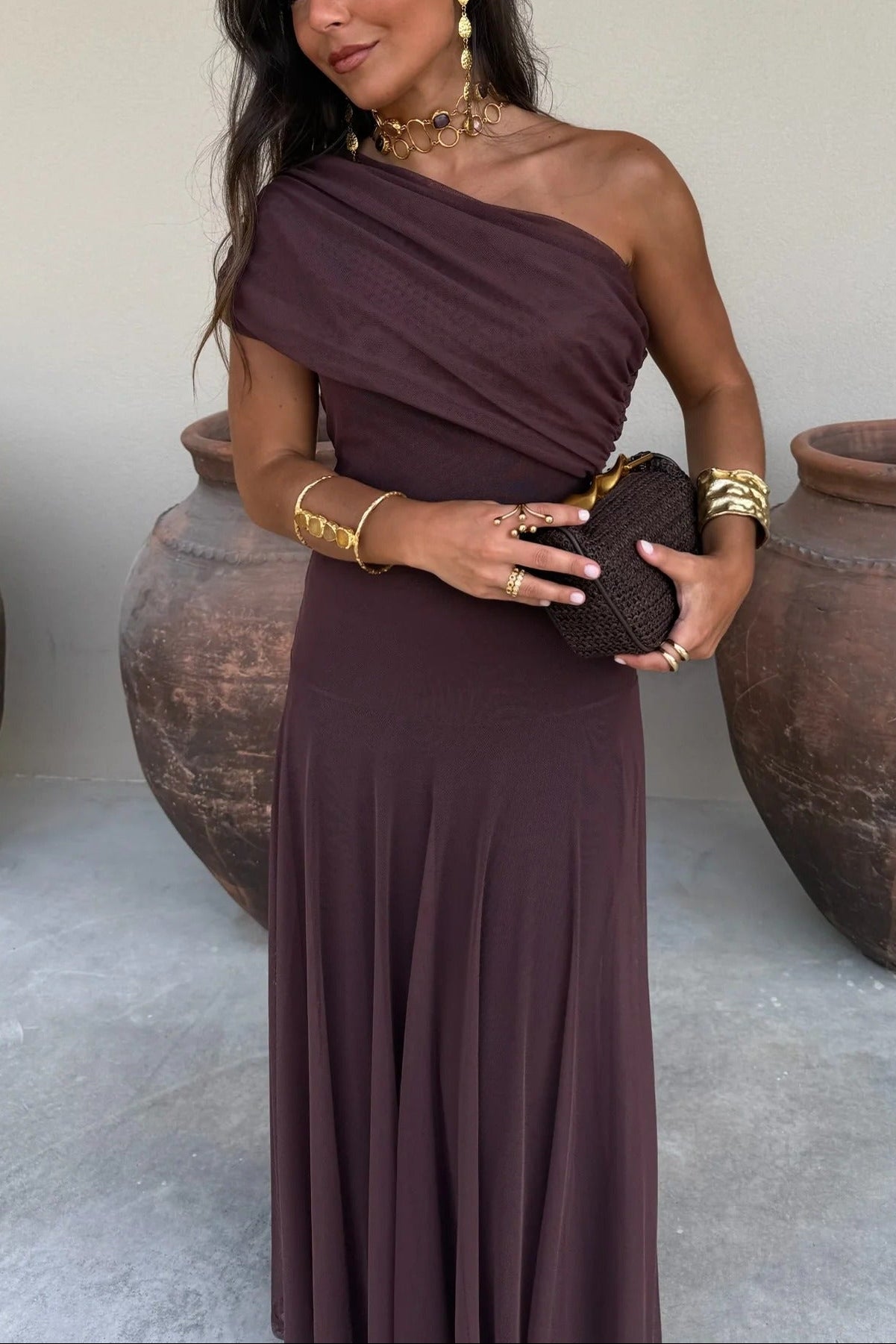 Palmora Society - Brittany | Vestido Maxi Asimétrico de Malla - foto 1