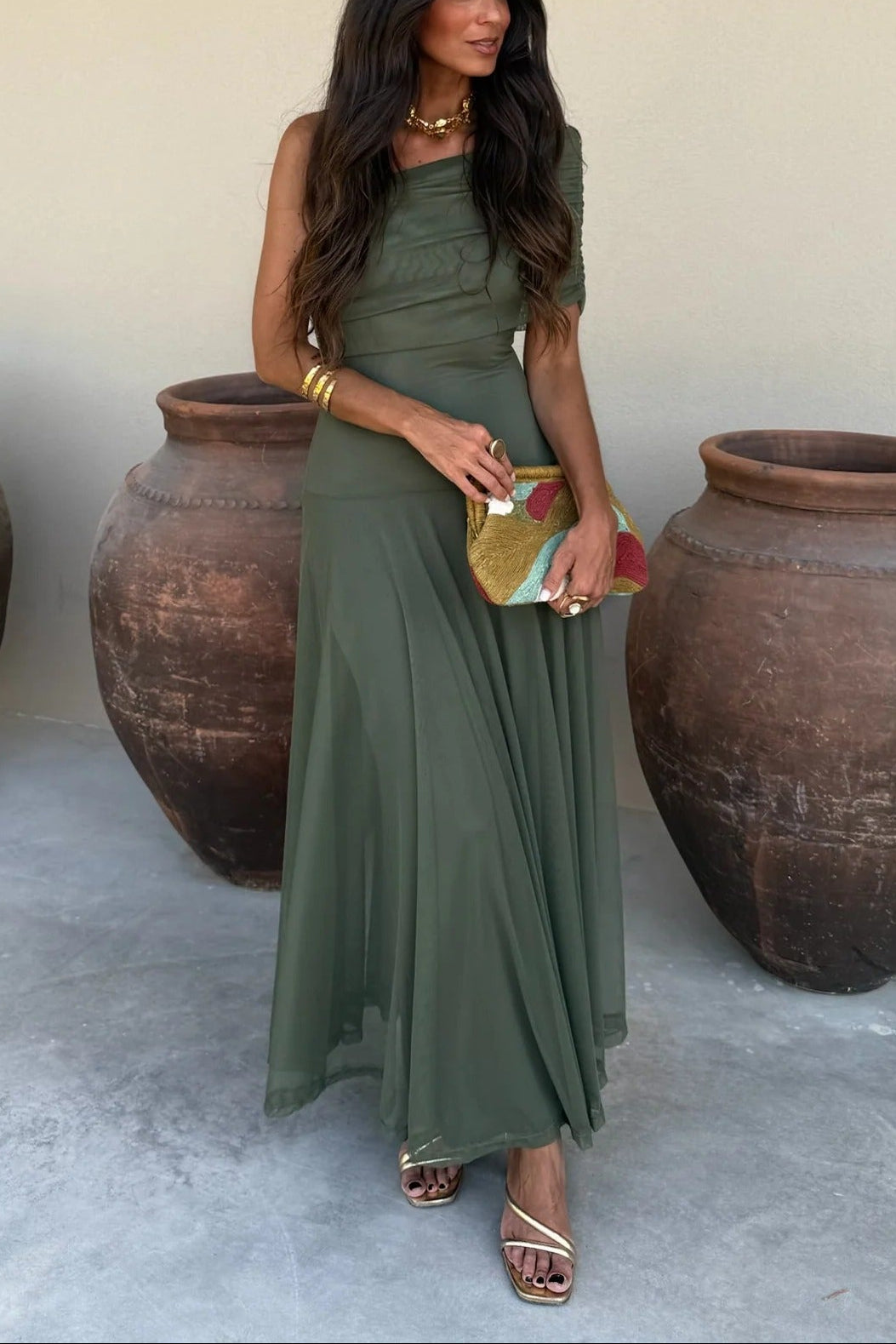 Palmora Society - Brittany | Vestido Maxi Asimétrico de Malla - foto 10