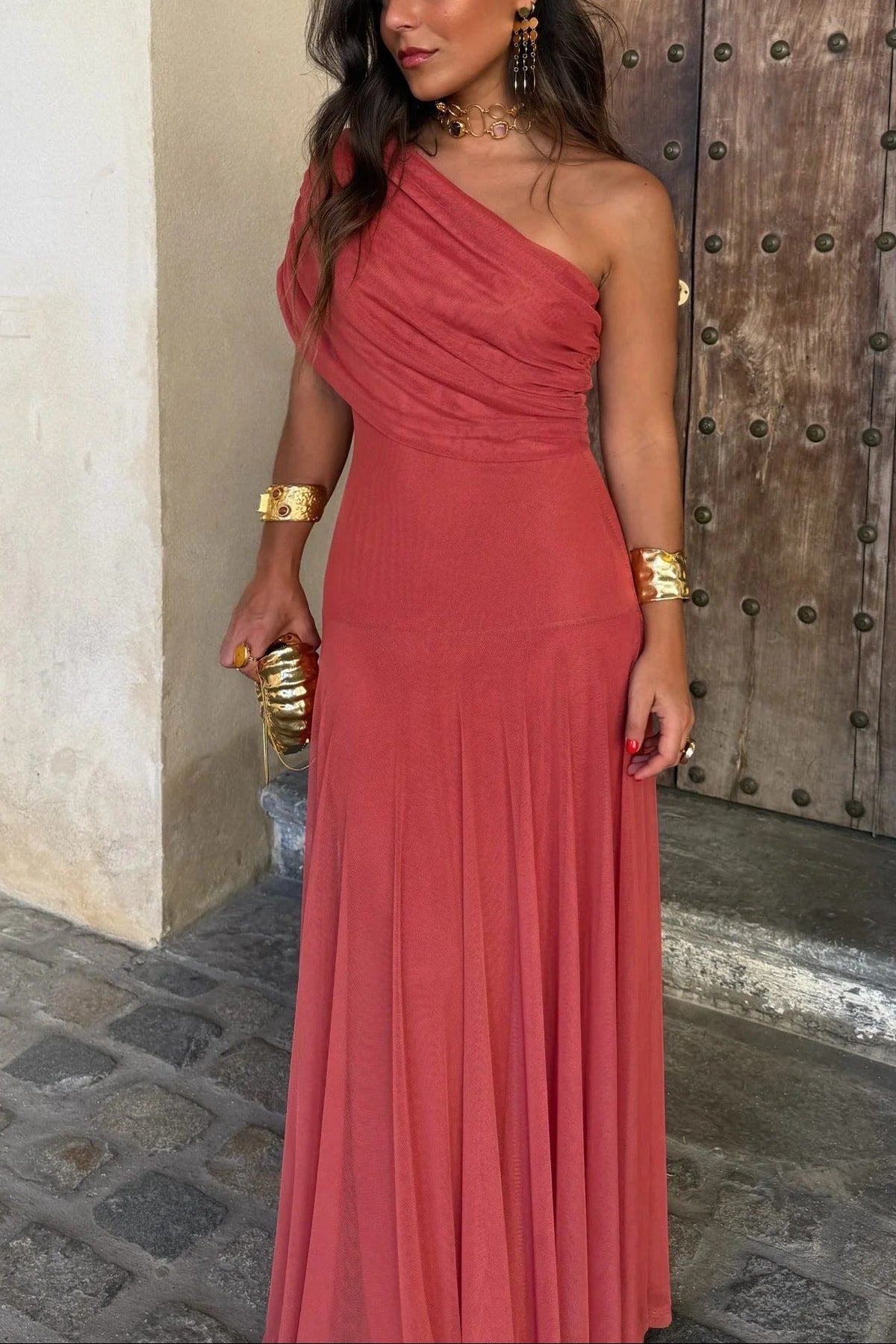 Palmora Society - Brittany | Vestido Maxi Asimétrico de Malla - foto 5