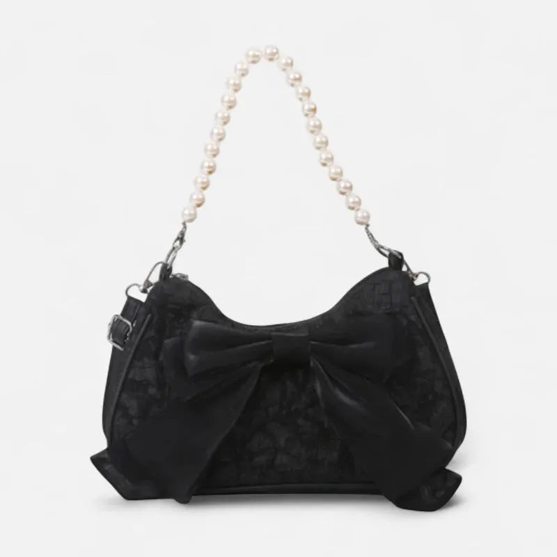 Camille | Small Cotton Hobo Bag with Pearl Handle