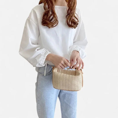 Éléa | Small Woven Straw Shoulder Bag