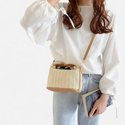Éléa | Small Woven Straw Shoulder Bag