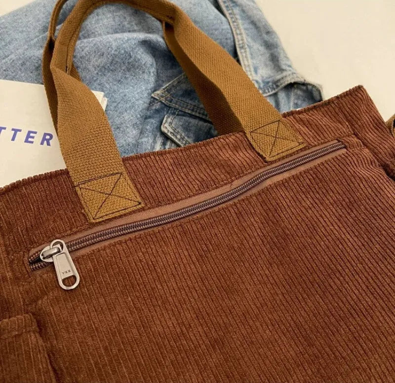 Élina | Corduroy Multi-Pocket Tote