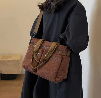 Élina | Corduroy Multi-Pocket Tote