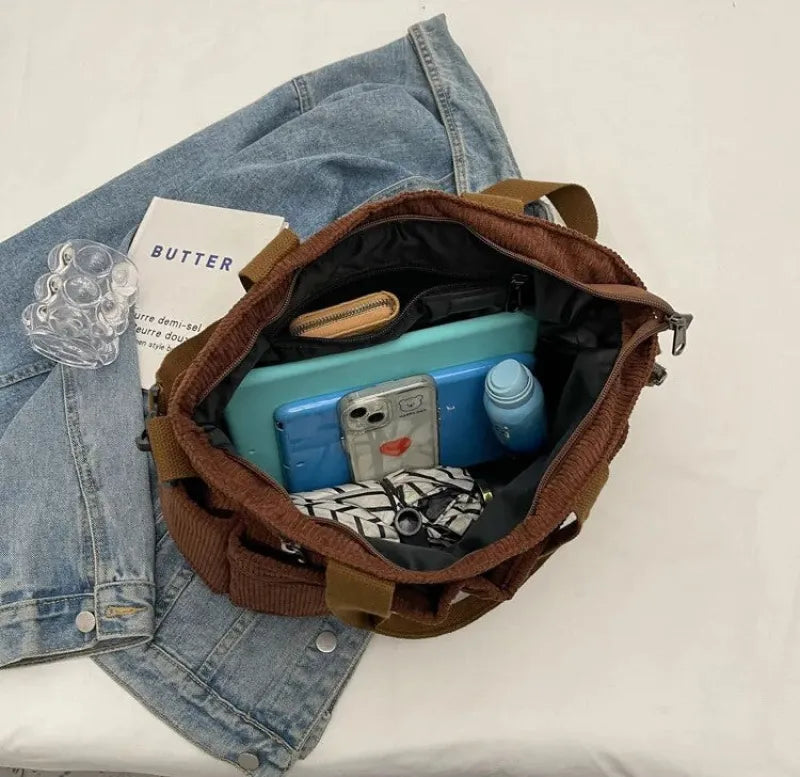 Élina | Corduroy Multi-Pocket Tote