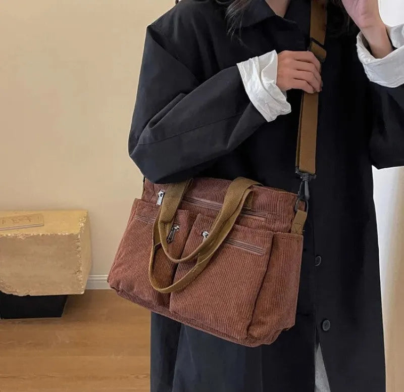 Élina | Corduroy Multi-Pocket Tote