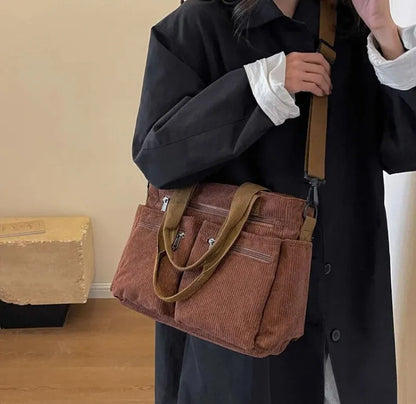 Élina | Corduroy Multi-Pocket Tote