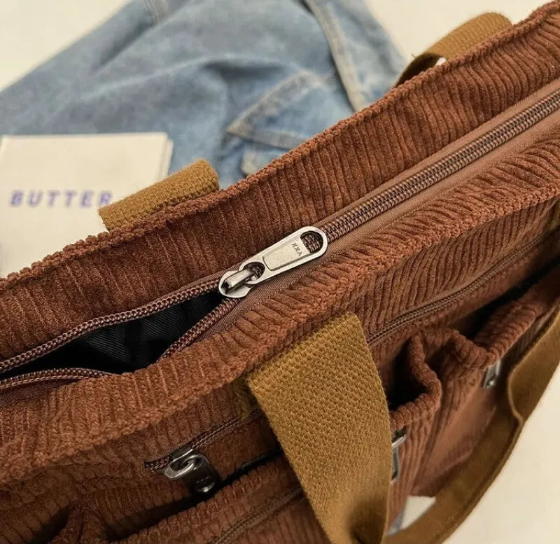 Élina | Corduroy Multi-Pocket Tote