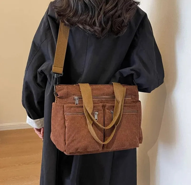 Élina | Corduroy Multi-Pocket Tote