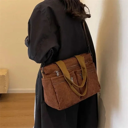 Élina | Corduroy Multi-Pocket Tote