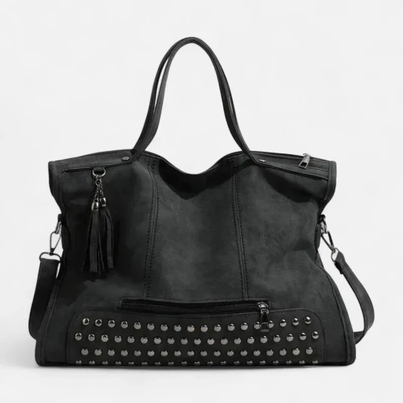 Giulia | Large Studded Shoulder Bag with Pompom Charms