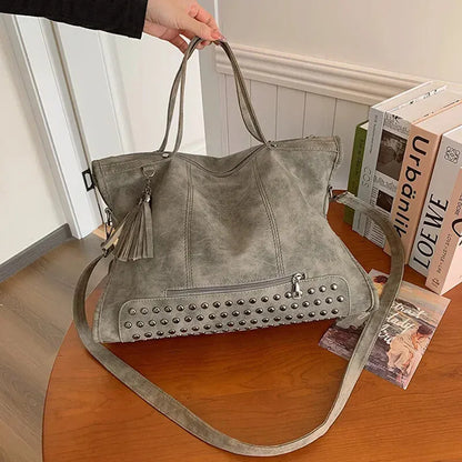 Giulia | Large Studded Shoulder Bag with Pompom Charms