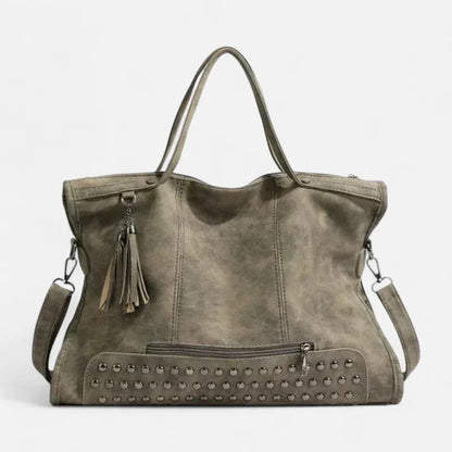 Giulia | Large Studded Shoulder Bag with Pompom Charms